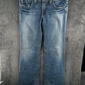 Big Star Denim Jeans Women Blue 29L USA Made Ladies Cotton Lycra Embroidered